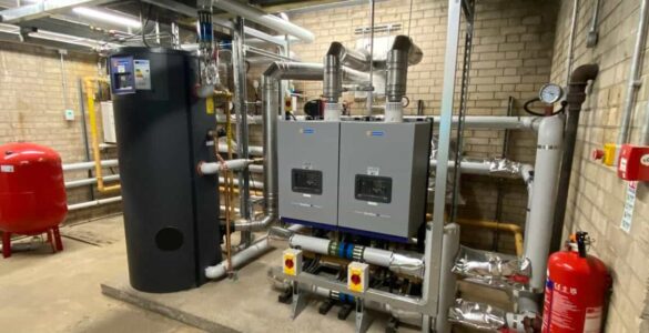 Industrial boiler room equipment and pipes